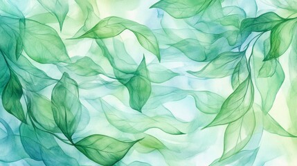 Poster - Lush green leaves floating on a soft background abstract art nature peaceful atmosphere gentle composition
