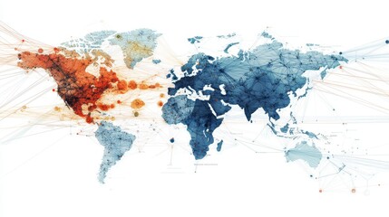Poster - Global connectivity visualization world map infographic digital art abstract design data representation for seo impact