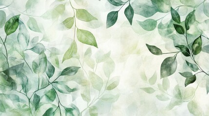 Wall Mural - Nature's serenity green leaves background botanical art tranquil atmosphere aesthetic design calm concept