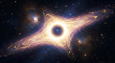 Wall Mural - a glowing wormhole opening in space, with streaks of light and energy surrounding it