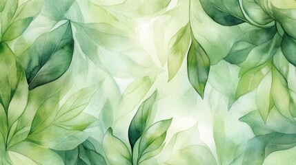 Poster - Refreshing green leaves pattern nature background digital art vibrant environment aesthetic viewpoint