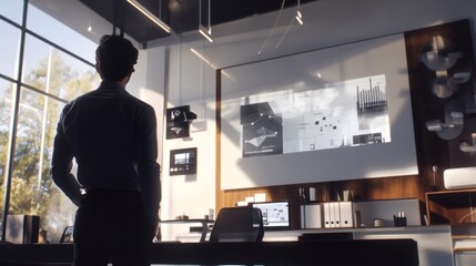 Poster - innovative business strategy session modern office visual presentation urban environment professiona