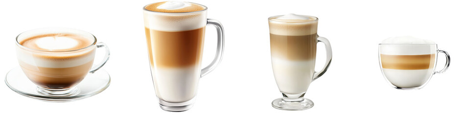 Poster - Transparent background with a glass of cappuccino coffee. Stock image.