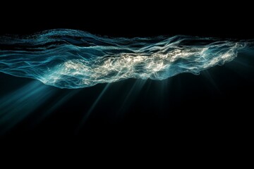 Poster - Underwater Light Rays Illuminate Flowing Water Patterns in an Abstract Formation Creating a Serene Aquatic Atmosphere