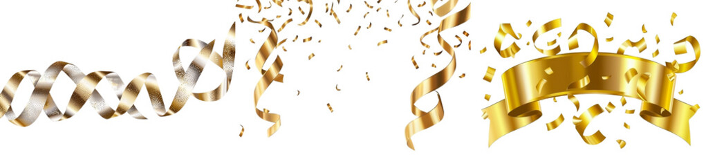 Aufkleber - Solitary golden confetti descending. Sparkling golden festive tinsel.
