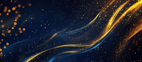 Aufkleber - Colorful Abstract Background With Golden and Blue Flowing Lines Against a Dark Backdrop Creating a Festive Atmosphere