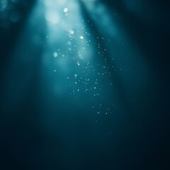 Poster - Sunlight Filters Through Calm Water Creating a Serene Underwater Atmosphere With Floating Particles in a Tranquil Blue Environment