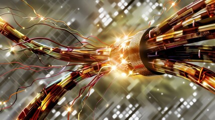 Abstract network cables converging.