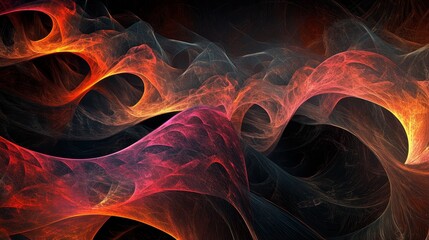 Poster - Vibrant Abstract Waves in Shades of Red and Orange Creating an Energetic Visual Effect