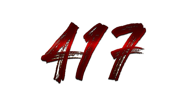 3D blood red number design of 417 on white background.	