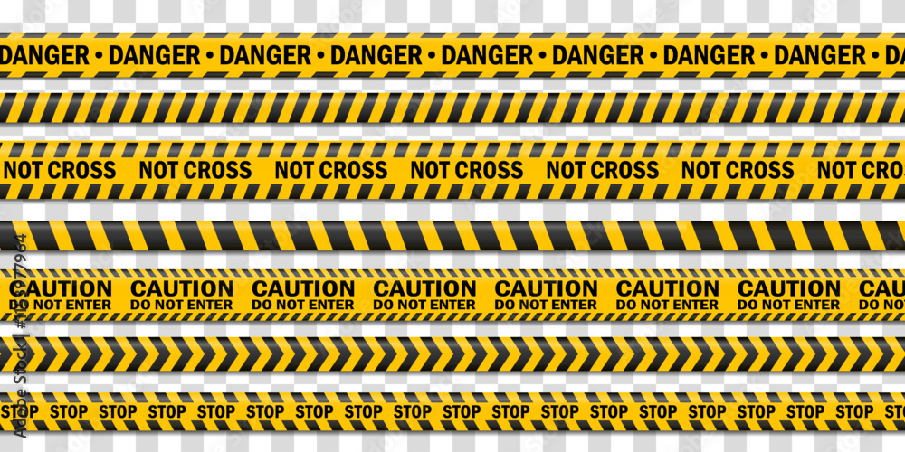 Creative vector illustration of black and yellow police stripe border ...