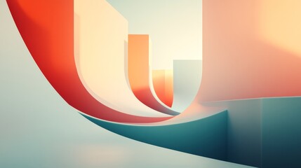 Poster - Dynamic Abstract Shapes Create a Vibrant Visual Experience in a Soft Color Palette, Showcasing Modern Design and Artistic Innovation