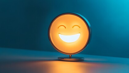 Poster - Bright and Cheerful Smiley Face Lamp Illuminating a Fun and Happy Atmosphere for Home or Office Decor, Creative Lighting Ideas and Positive Vibes
