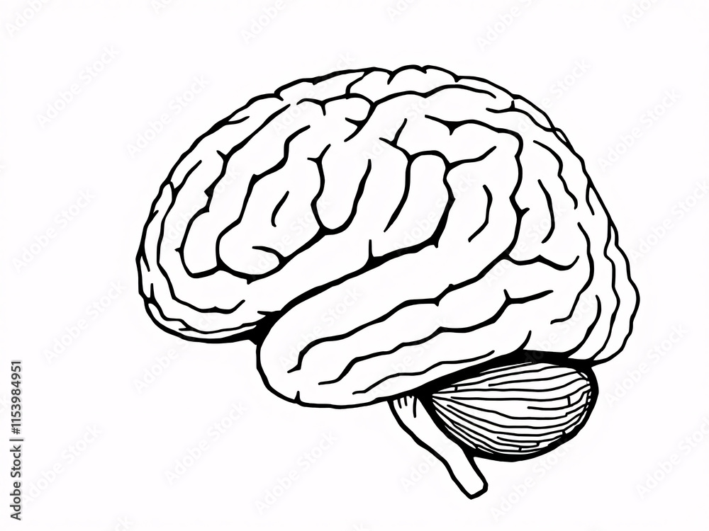 Ilustración de Stock Black and white illustration of the human brain ...