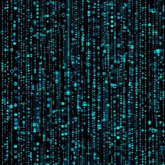 Aufkleber - Digital Abstract Representation of Data Streams in Turquoise and Black Tones With Floating Circles and Lines, Showcasing Movement and Depth