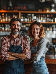 Wall Mural - Couple at a Bar: A Bartender and his Patron