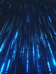 Aufkleber - Digital Blue Lines Cascade in a Futuristic Pattern, Creating a Mesmerizing Effect Reminiscent of Technological Landscapes