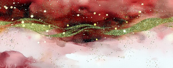 Poster - Abstract watercolor painting with rich colors, dynamic textures, and sparkling golden elements for modern design and artistic inspiration