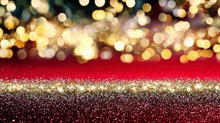 Poster - Glittering Red and Gold Background with Bokeh Effect for Celebrations, Holidays, and Festive Occasions, Suitable for Various Design Projects