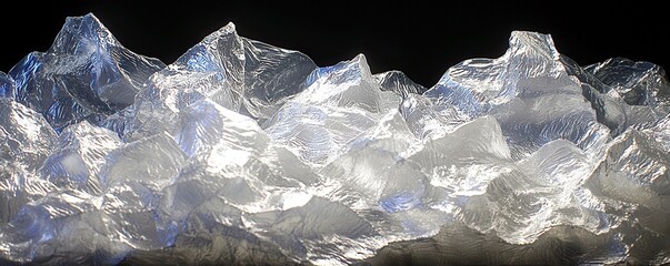 Poster - Abstract ice formations resembling mountain peaks with intricate textures and reflections, showcasing clarity and depth for artistic inspiration or decoration