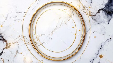 Aufkleber - Elegant Marble Background with Gold Circular Accents for Modern Design Projects and Creative Works