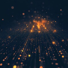 Aufkleber - Dynamic Flowing Particles Create a Visually Stunning Abstract Effect With Bright Golden Lights on a Dark Background