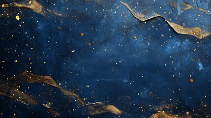 Poster - Rich Blue and Gold Abstract Background With Shimmering Textures and Flowing Patterns Creating an Elegant and Luxurious Visual Appeal