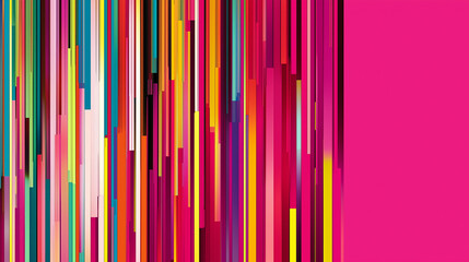 Wall Mural - Vertical multi-colored lines background with pink copy space