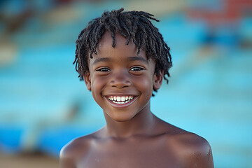 Wall Mural - Black teenager boy on a outdoors background