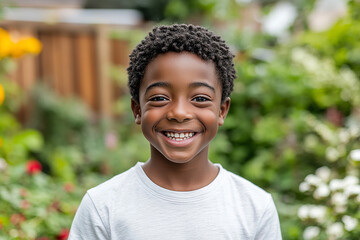 Wall Mural - Black teenager boy on a outdoors background