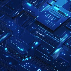 Aufkleber - Exploring Intricate Blue Circuitry Design With Glowing Elements That Showcase a Modern Digital Aesthetic