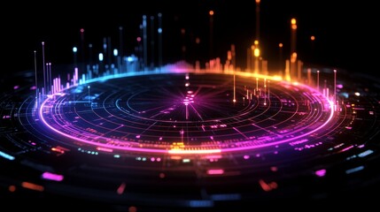 Aufkleber - Visual Representation of Data Analysis With Colorful Waveforms and Digital Effects in a Dark Background, Showcasing Technological Innovation and Creativity