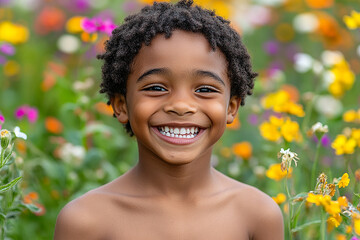 Wall Mural - Black teenager boy on a outdoors background