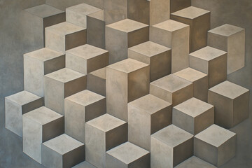 Aufkleber - A 3D geometric cube design with metallic accents and muted tones