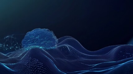 Aufkleber - Visually Stunning Representation of Artificial Intelligence With Vibrant Waves and a Neural Network Structure in a Dark, Futuristic Environment