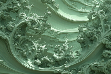 Poster - A clean fractal pattern in shades of silver and turquoise