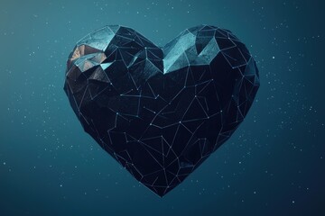 Poster - Geometric Heart Shape in Space with Stunning Lighting Effects