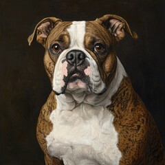 Wall Mural - Portrait of a Majestic Dog with Distinctive Brown and White Coat