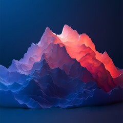 Poster - Stunning Abstract Mountain Landscape Illuminated by Vibrant Colors With Blue and Red Hues Creating a Dramatic Visual Effect