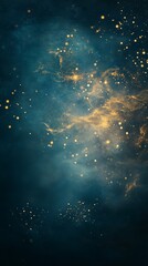 Poster - Exploration of Swirling Cosmic Dust and Shimmering Stars in a Deep, Dark Galaxy Background Under an Ethereal Glow and a Sense of Wonder