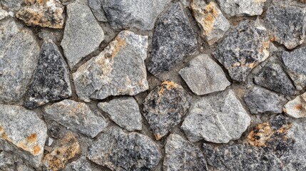 Poster - Granite stone wall texture with rough grey and black jagged stones for construction and architectural design backgrounds