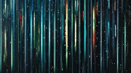 Poster - Abstract Artwork Featuring Vertical Stripes in Vibrant Colors With a Dark Background