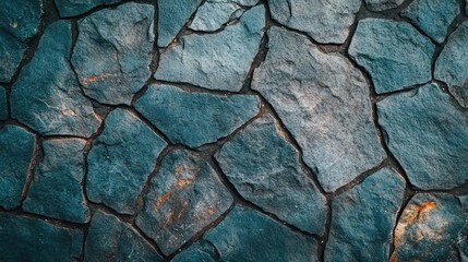 Poster - Textured blue and gray stone surface with irregular patterns suitable for natural backdrop or architectural design elements