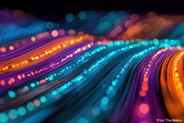 Poster - Vibrant Colorful Light Trails with Abstract Digital Patterns and Bokeh