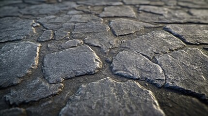 Poster - textured weathered stone pavement surface with irregular shapes and subtle shadows ideal for architectural or design backgrounds