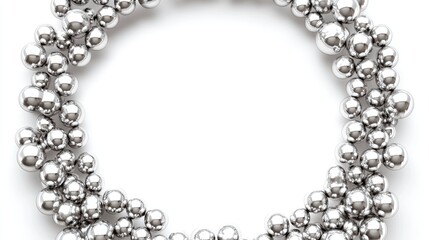 Poster - Silver ball round frame design concept on a white background showcasing elegance and creativity in decorative elements for various applications