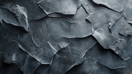 Poster - Textured grey plaster wall with uneven surface showcasing rough and jagged patterns for background or architectural design purposes.