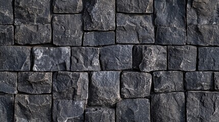 Poster - Textured black stone wall background with a rough pattern suitable for architectural and design projects