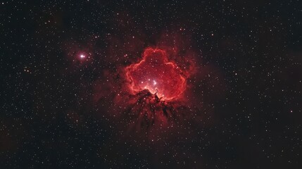 Poster - Rosette Nebula stunning cosmic beauty in Monoceros constellation showcasing vibrant red hues and intricate stellar structures among stars