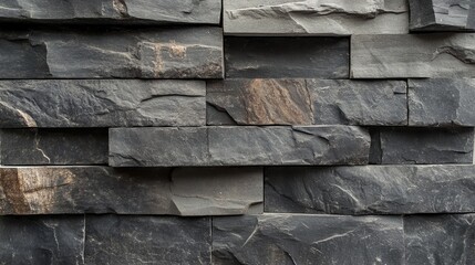 Poster - Rugged stone wall texture showcasing natural stone surface with layered patterns and earthy tones for design backgrounds.